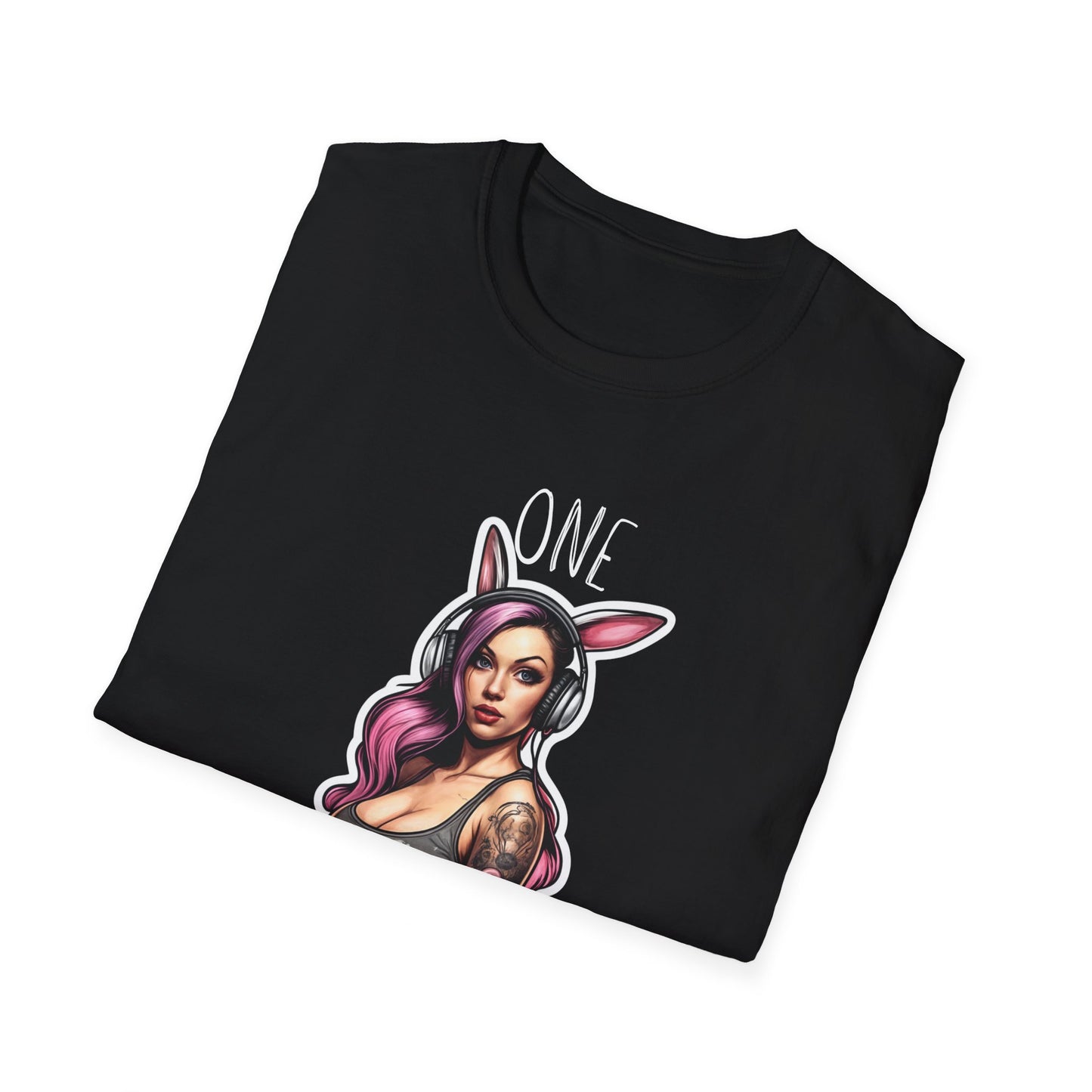 Unisex Softstyle T-paita, one naughty rabbit