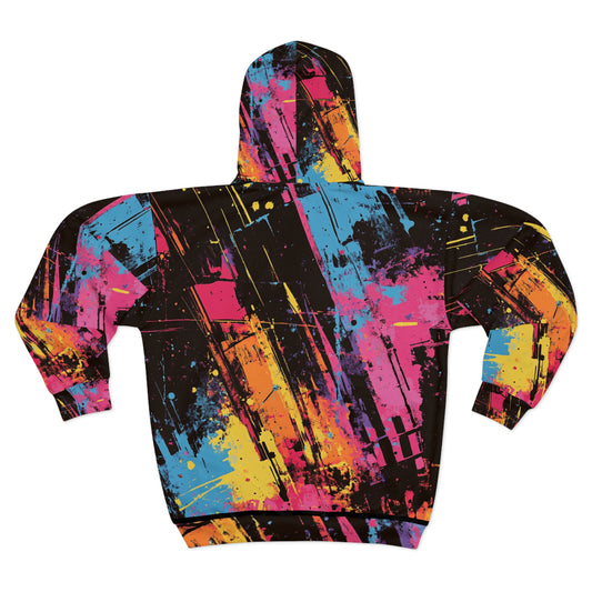 Graffiti-tyylinen vetoketjullinen fleece- huppari Color splash