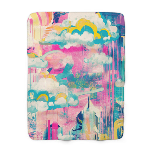 Taivaallisen pehmeä fleece-viltti Urban rainbow