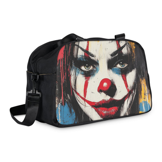 She Clown -kuosilla koristeltu kuntosalilaukku
