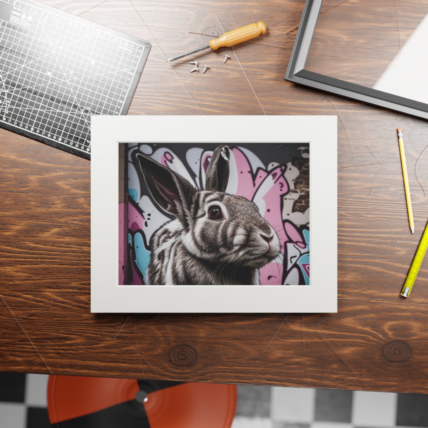 Naughty Rabbit art prints (passepartout paper frame)