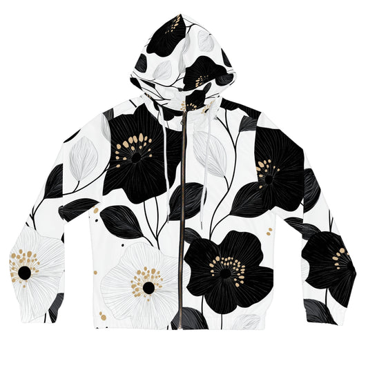 Naisten Vetoketjullinen Huppari – "Floral Minimalist Drama"