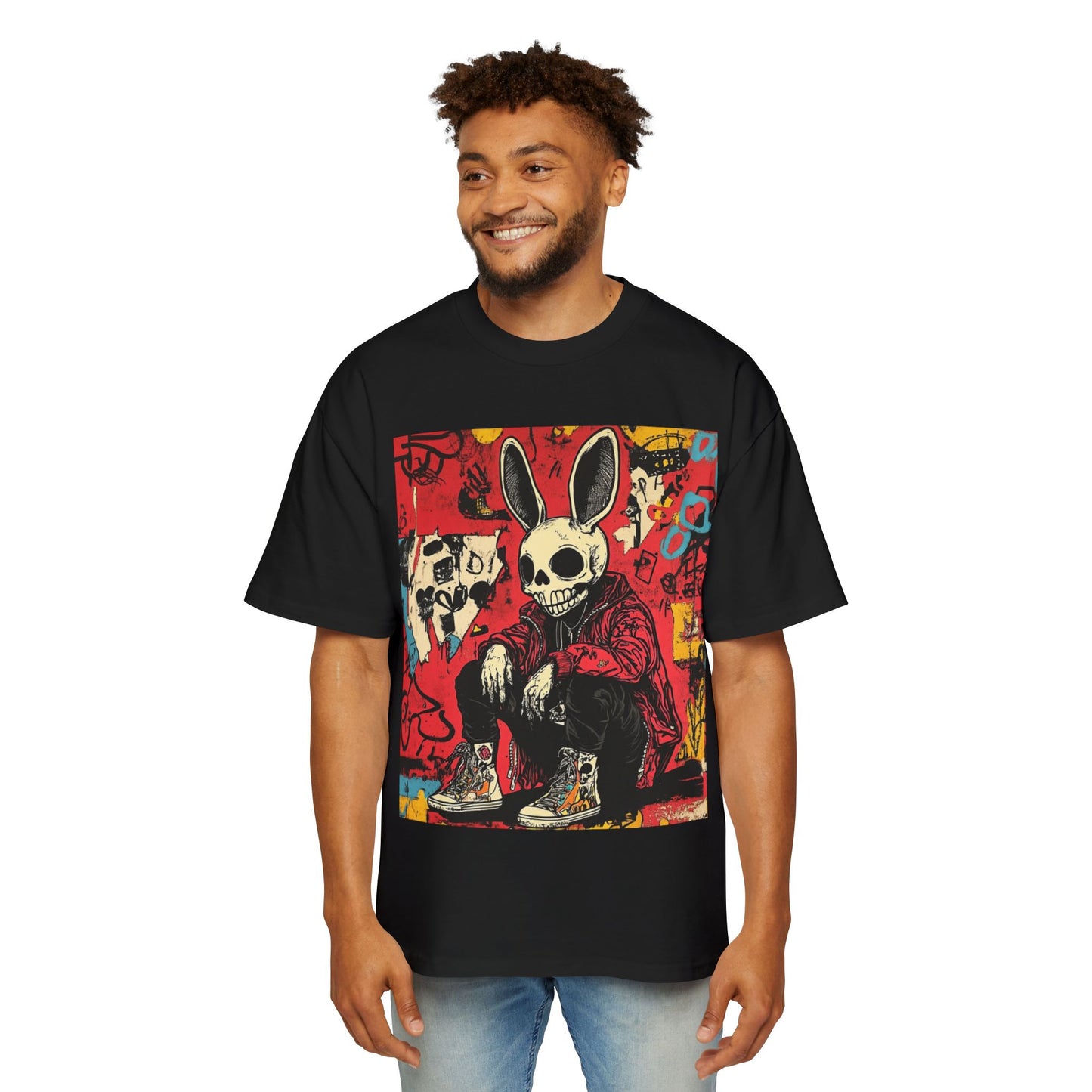 Miesten Bad Skeleton Rabbit Oversized T-Paita
