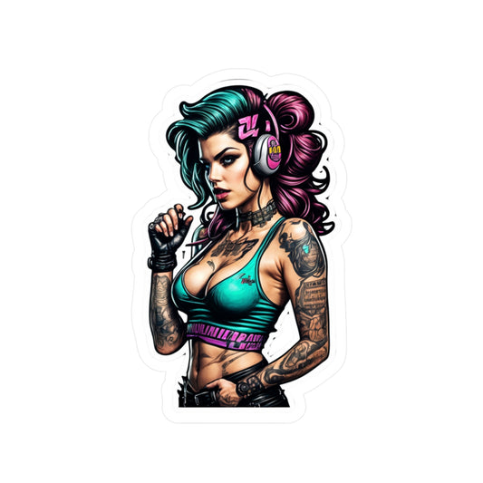 Muotoon leikattu tarra, rebel queen, valitse useasta koosta