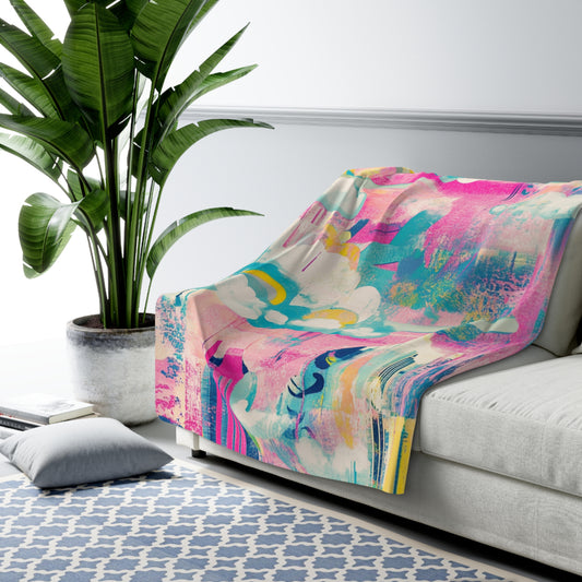 Taivaallisen pehmeä fleece-viltti Urban rainbow