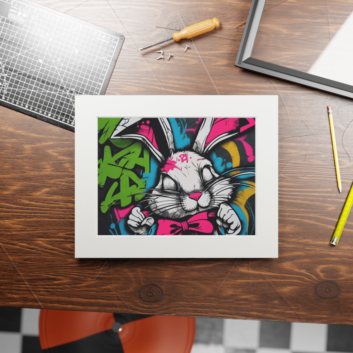 Naughty Rabbit art prints (passepartout paper frame)