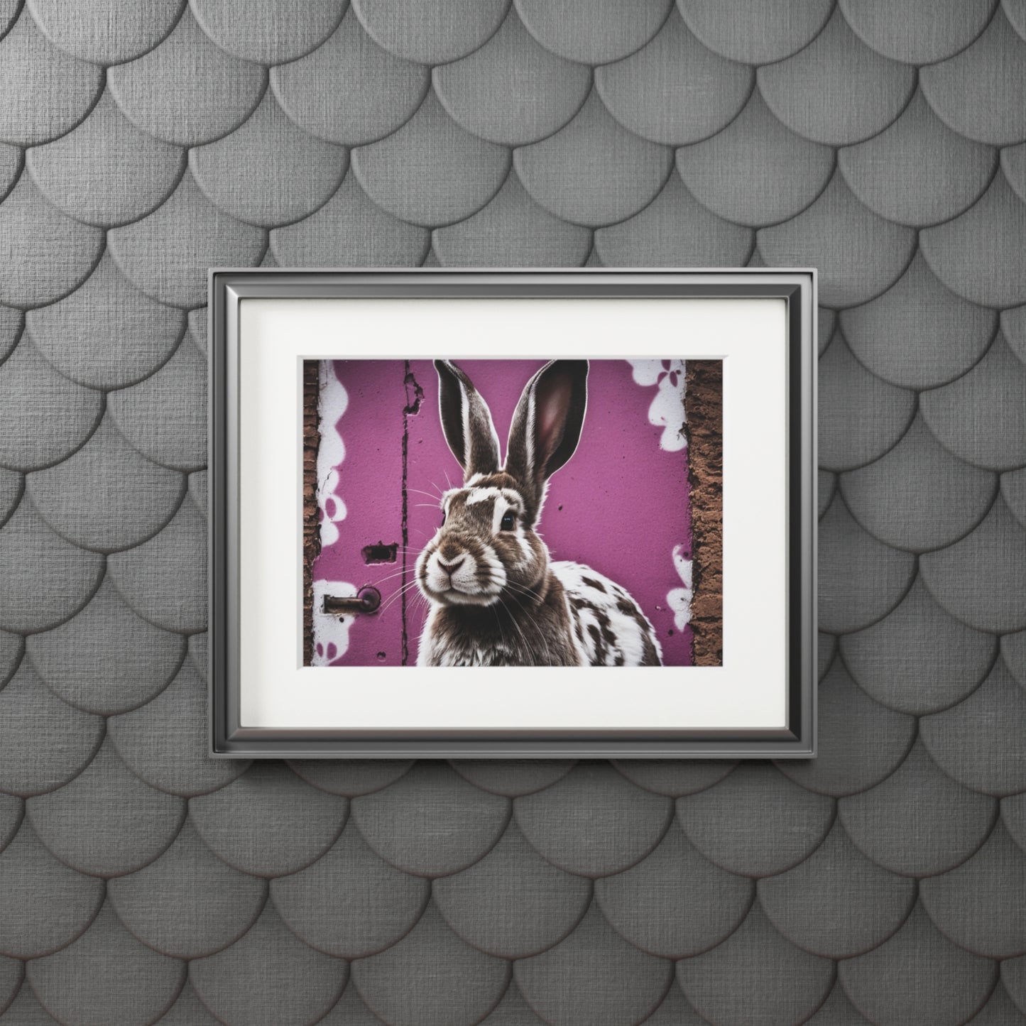 Naughty Rabbit art print Bunny (passepartout paper frame)