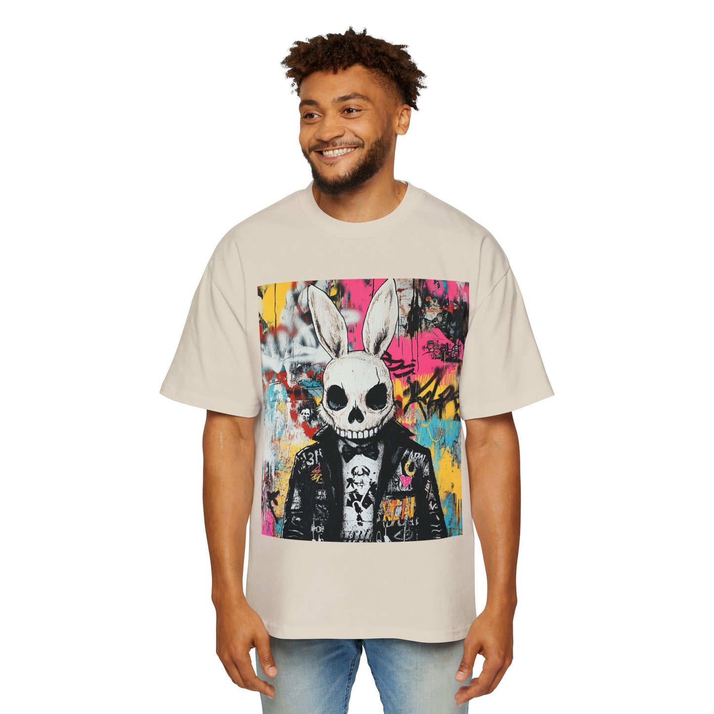 Miesten Skeleton Rabbit Oversized T-Paita