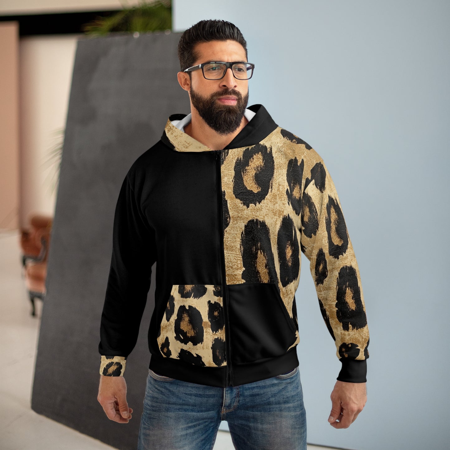 Vetoketjullinen huppari - Wild heart leopard