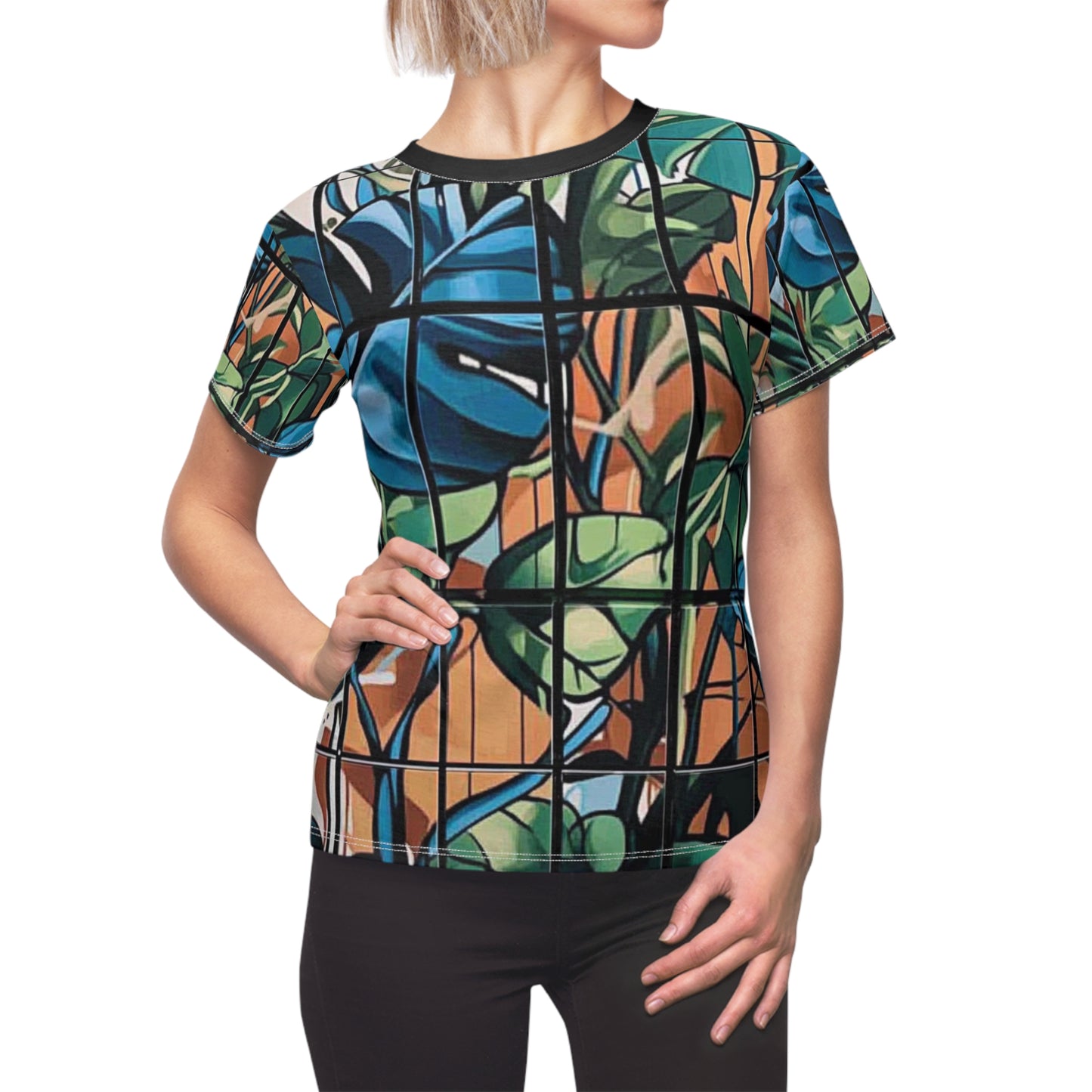 Naisten T-paita – Jungle graffiti lehtikuvio