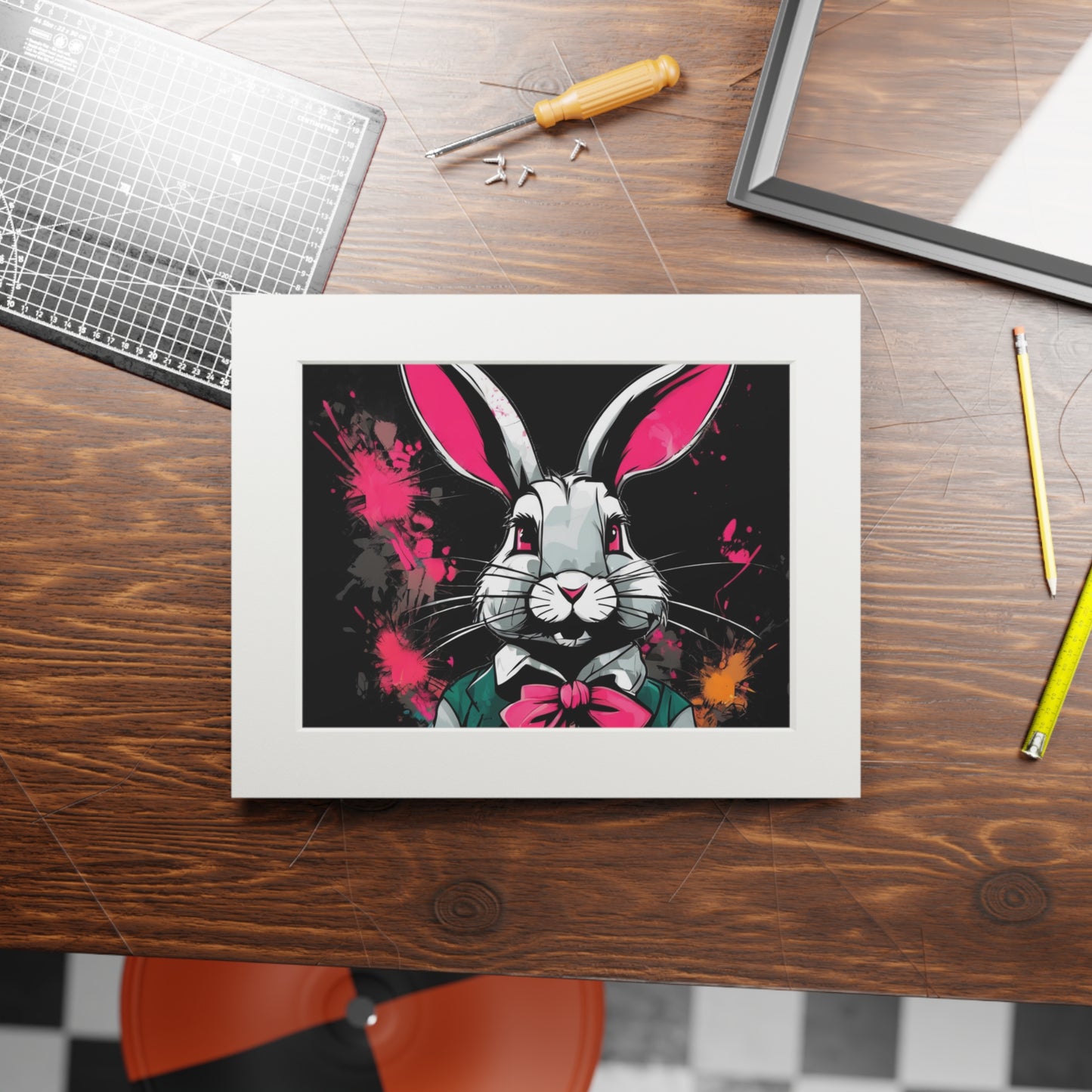 Naughty Rabbit art prints (passepartout paper frame)