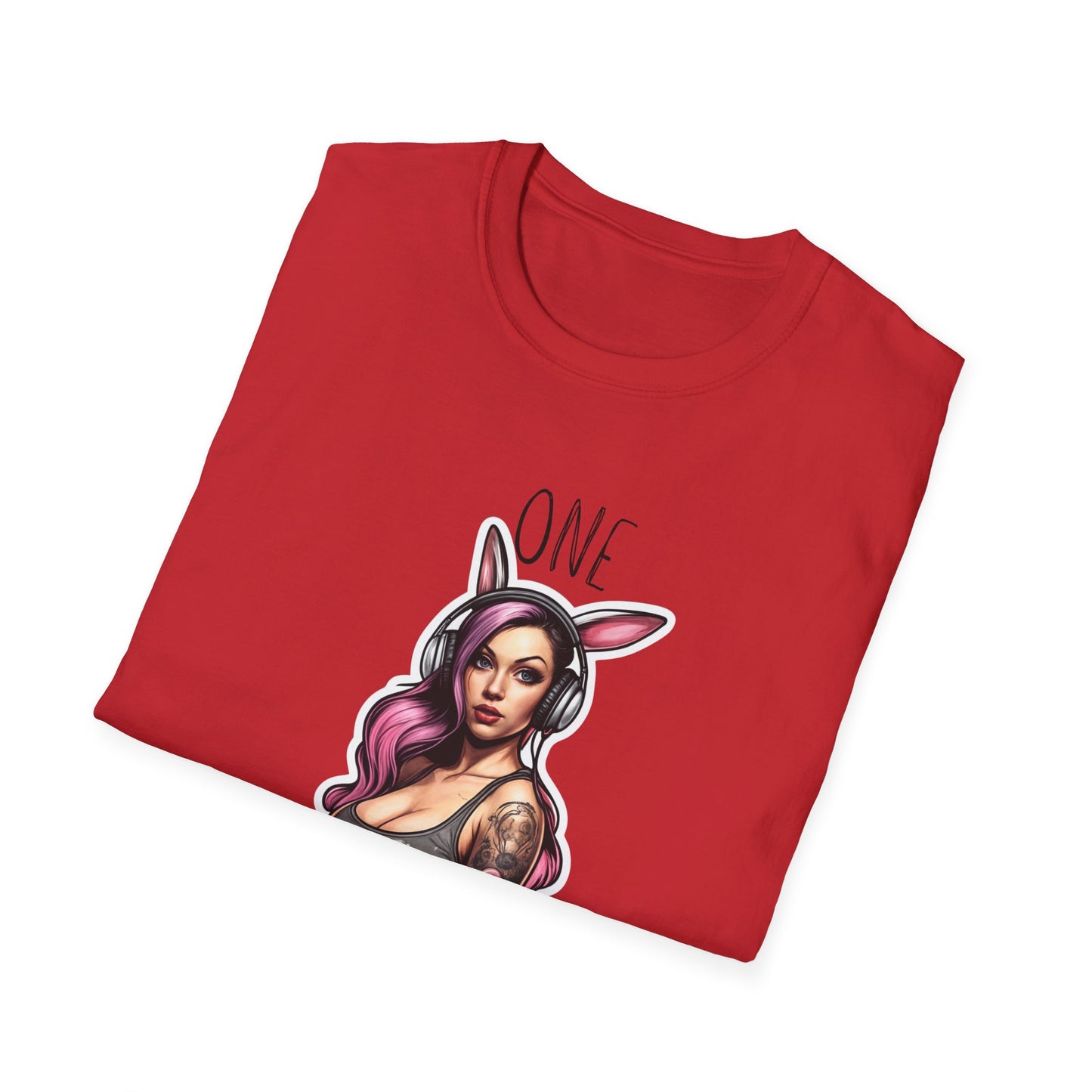 Unisex Softstyle T-paita, one naughty rabbit