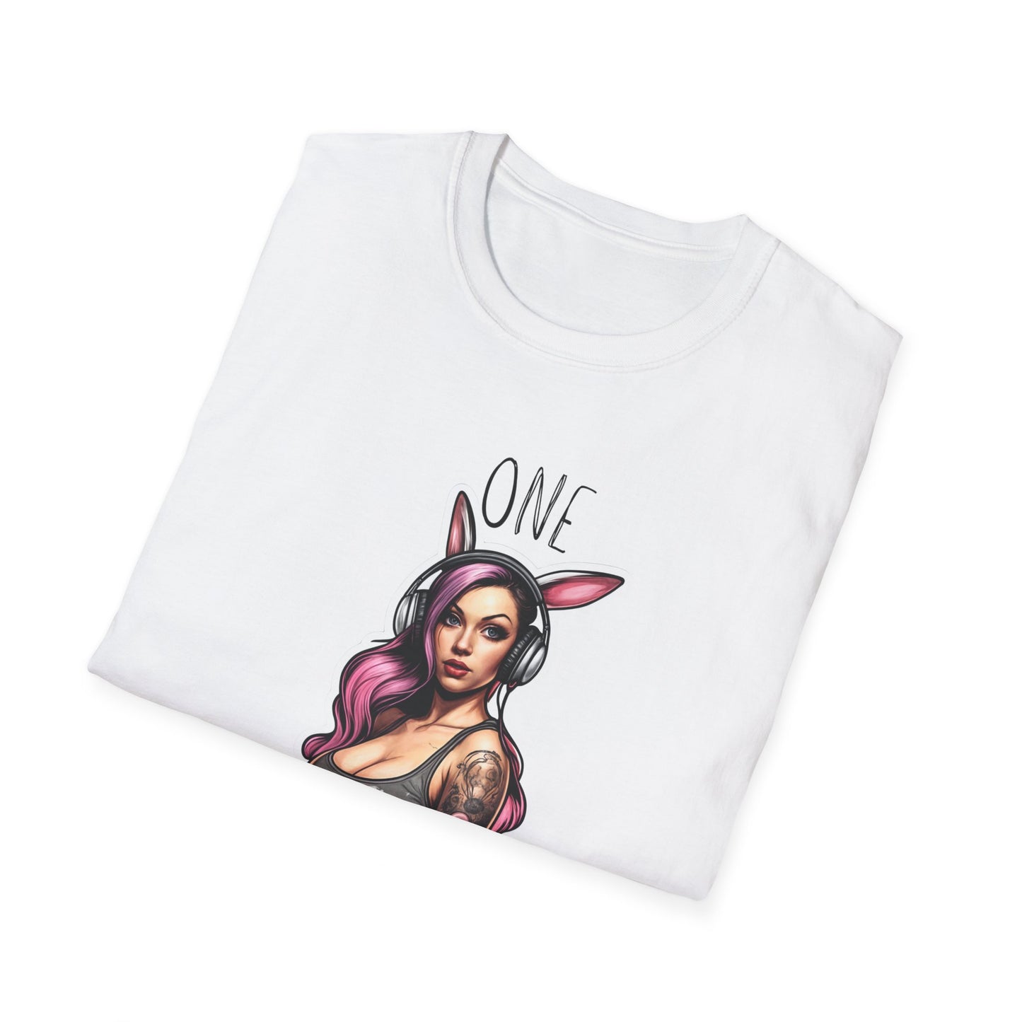 Unisex Softstyle T-paita, one naughty rabbit