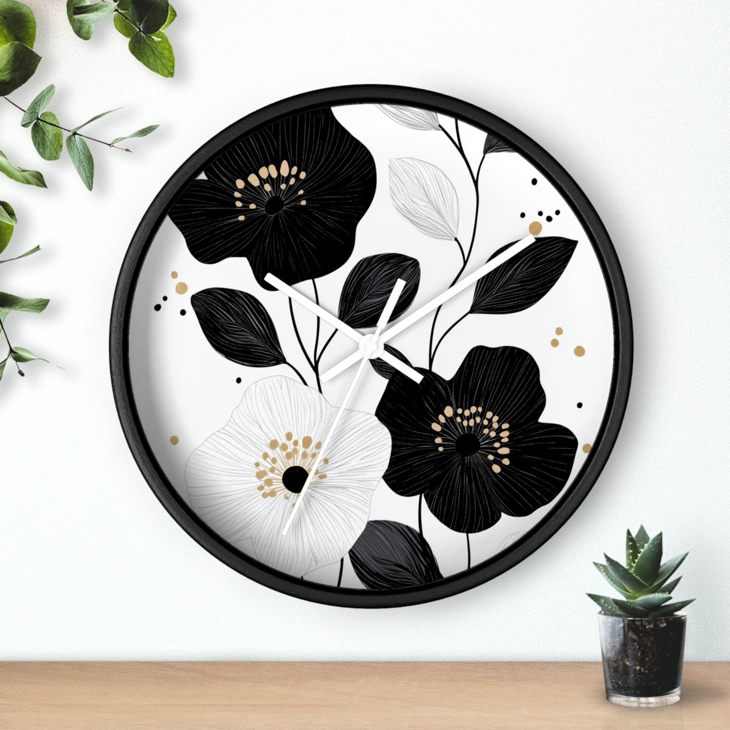 Seinäkello– Floral Minimalist Drama