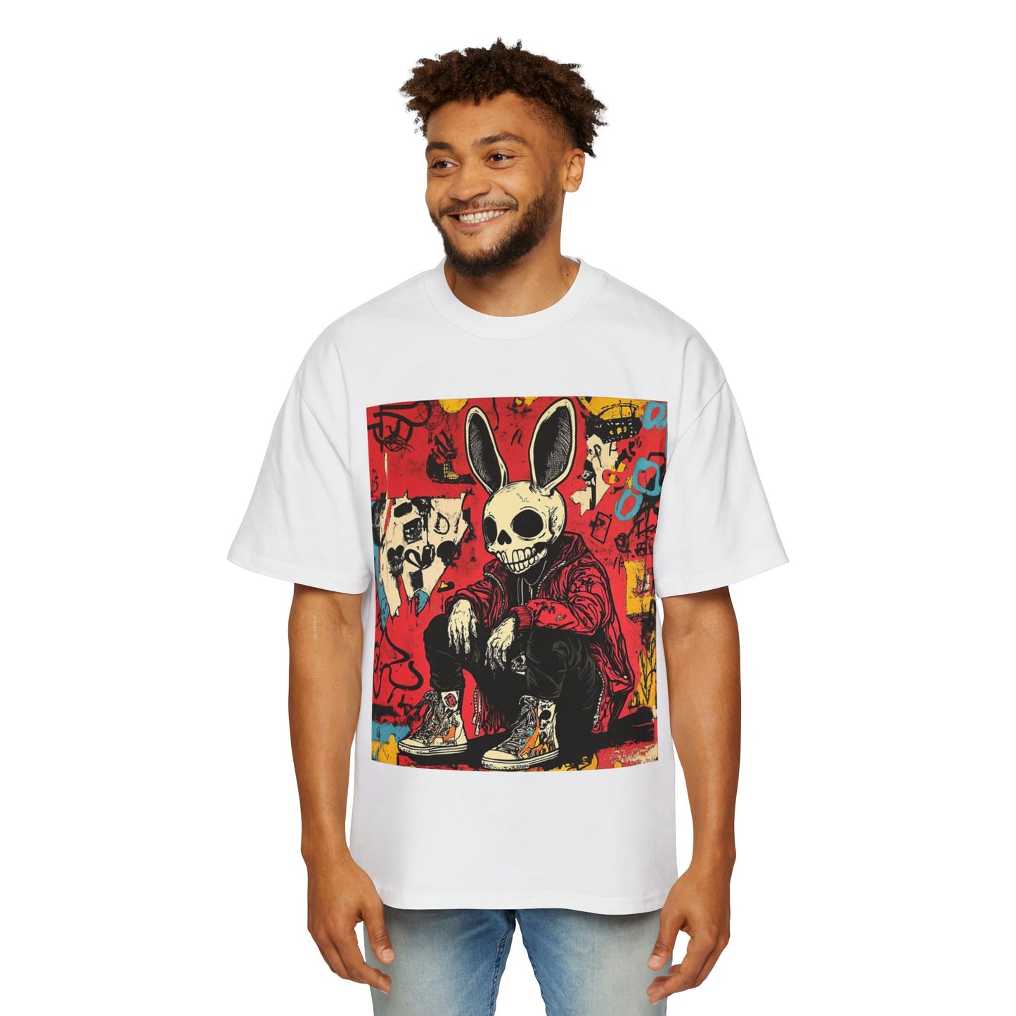 Miesten Bad Skeleton Rabbit Oversized T-Paita