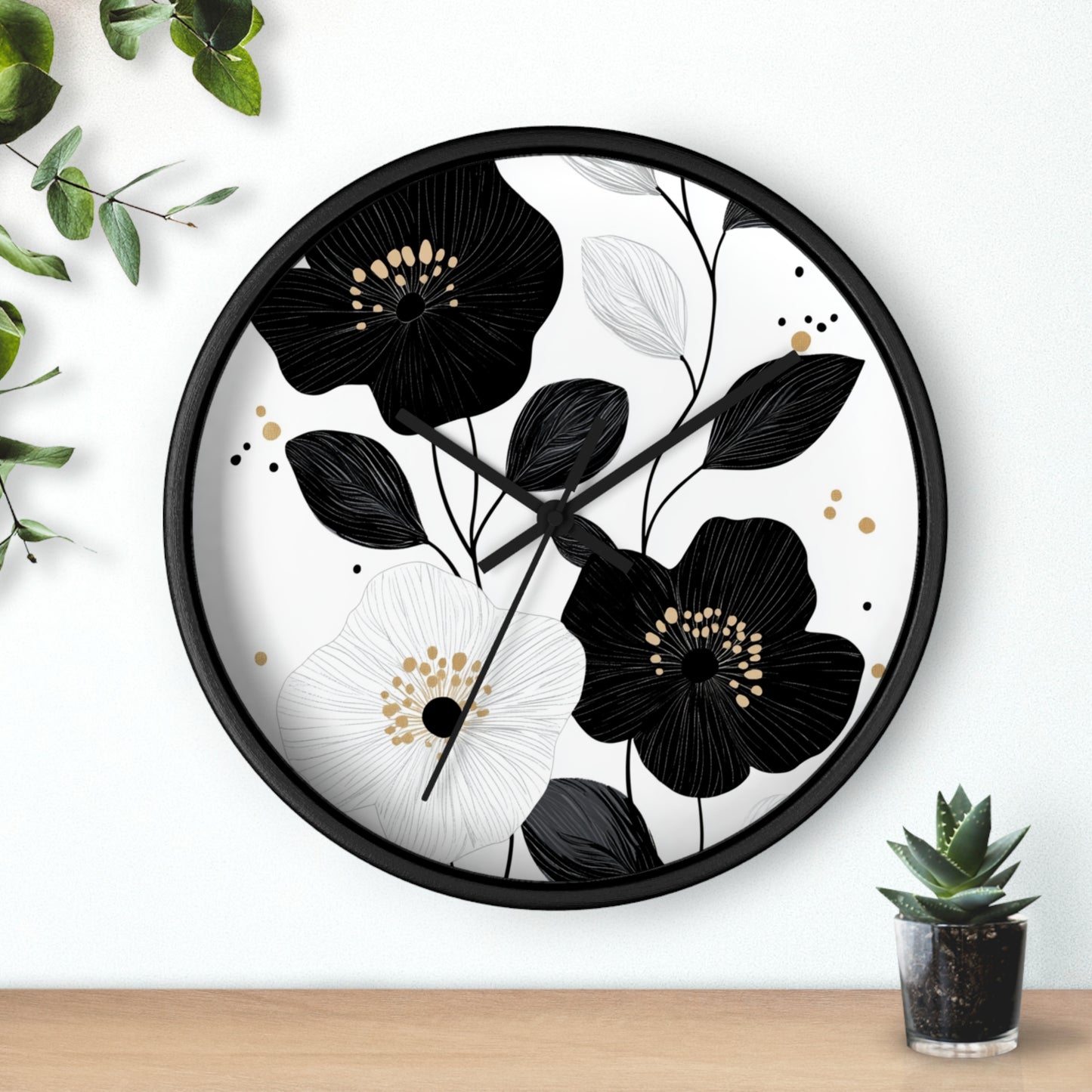 Seinäkello– Floral Minimalist Drama