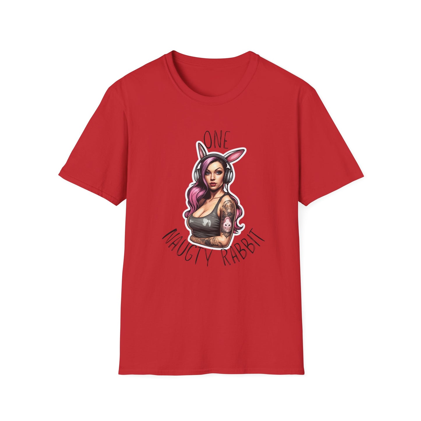 Unisex Softstyle T-paita, one naughty rabbit