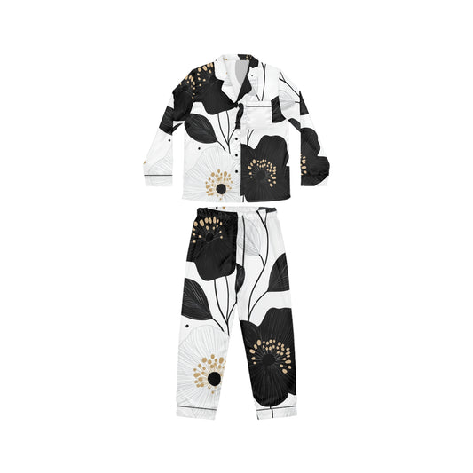 Naisten satiini yöasu - Floral Minimalist Drama