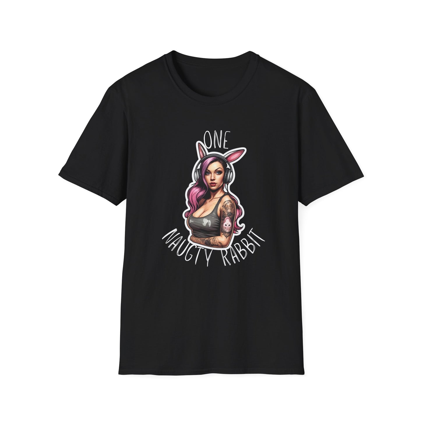 Unisex Softstyle T-paita, one naughty rabbit