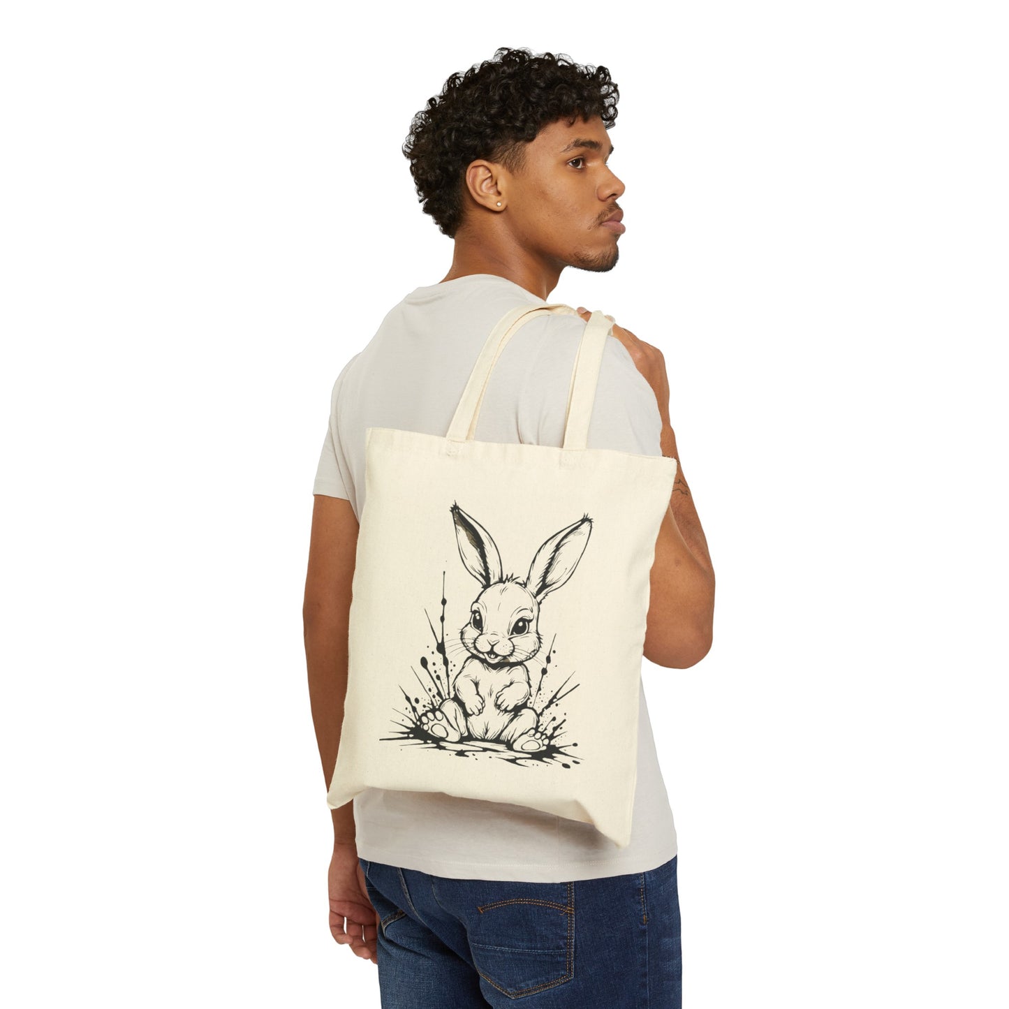 Puuvillainen kangaskassi NaughtyRabbit Library 2
