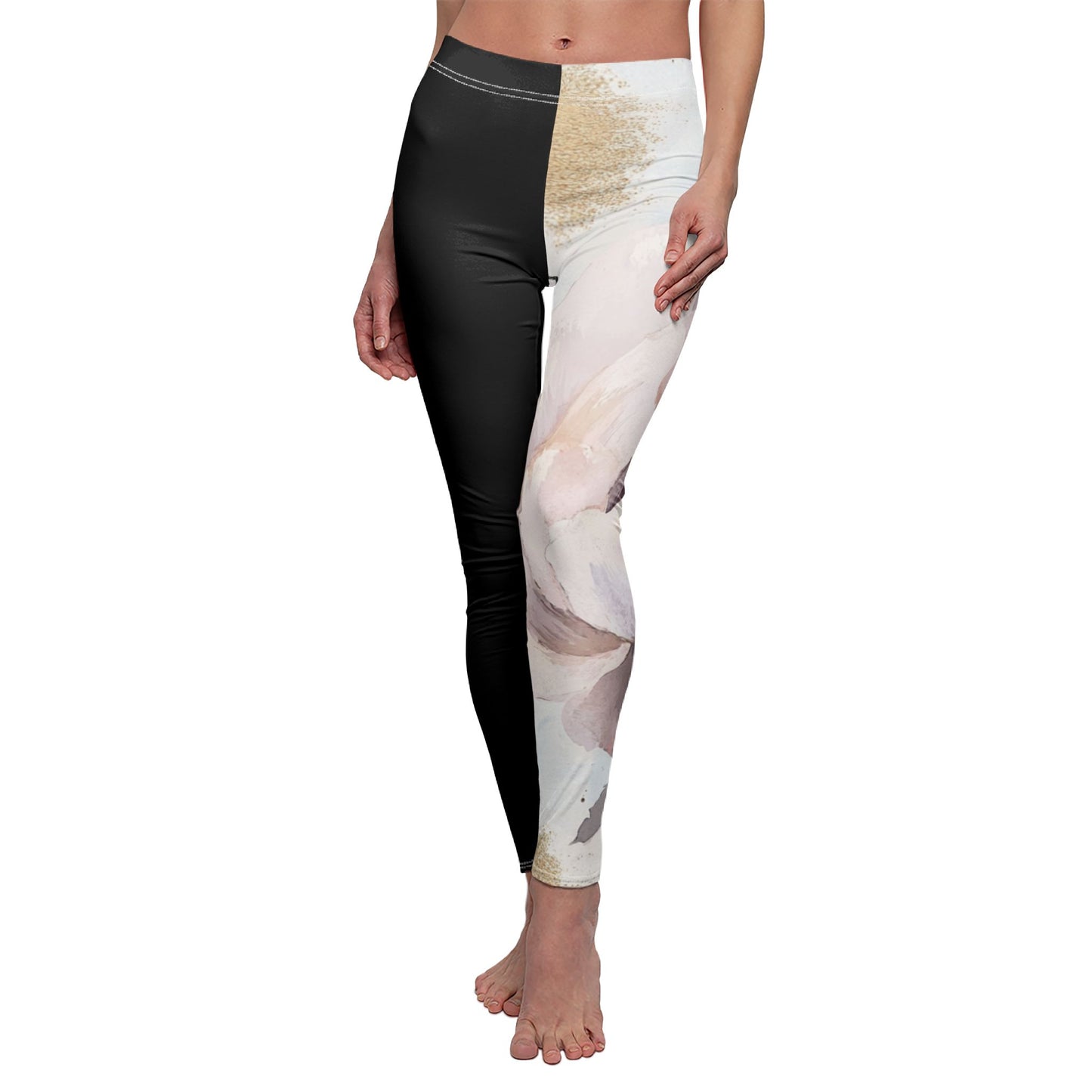 Naisten keskikorkeat rennot leggingsit – Delicate Flower