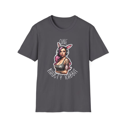 Unisex Softstyle T-paita, one naughty rabbit