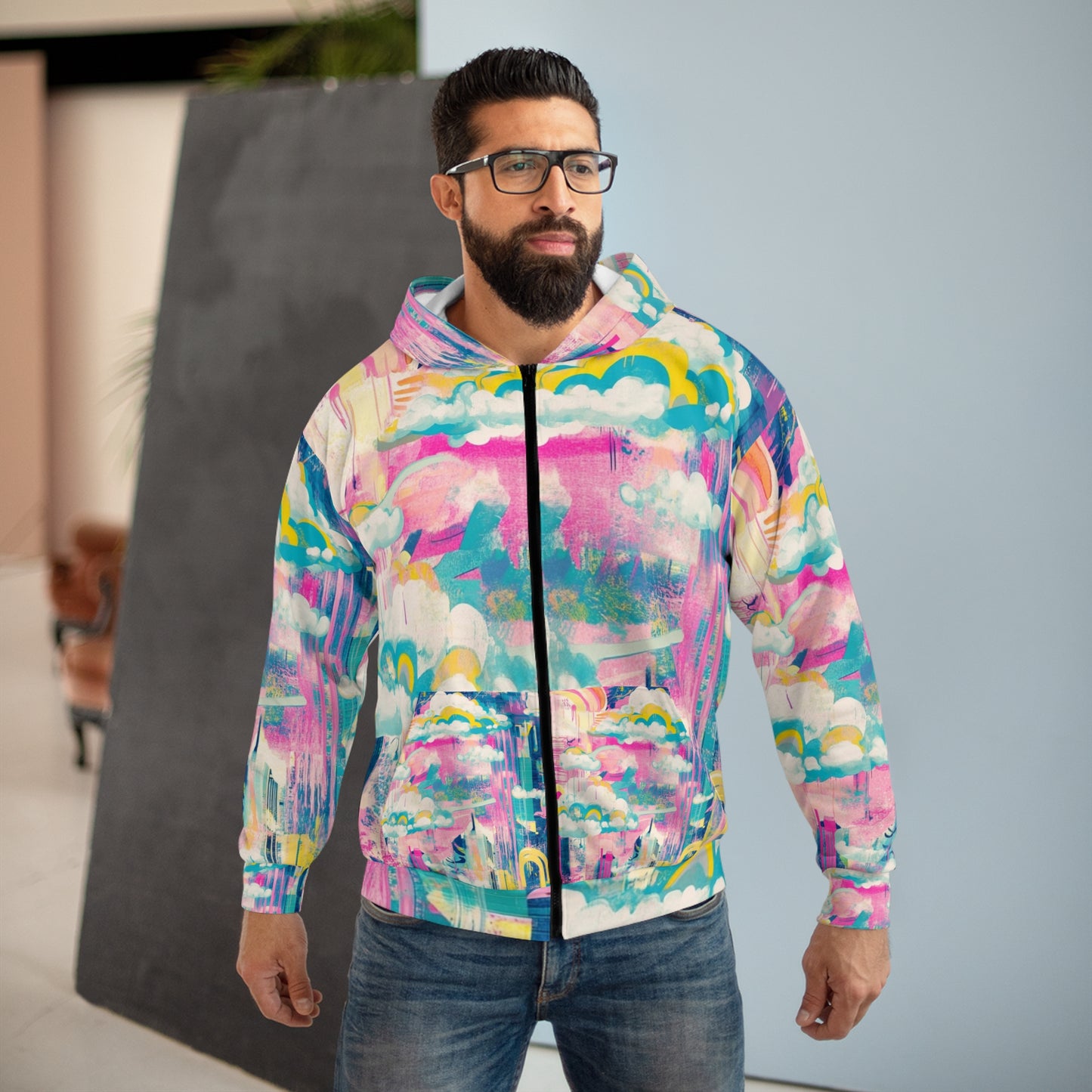 Urban rainbow fleece- huppari