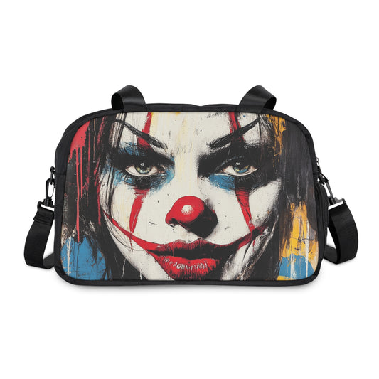 She Clown -kuosilla koristeltu kuntosalilaukku