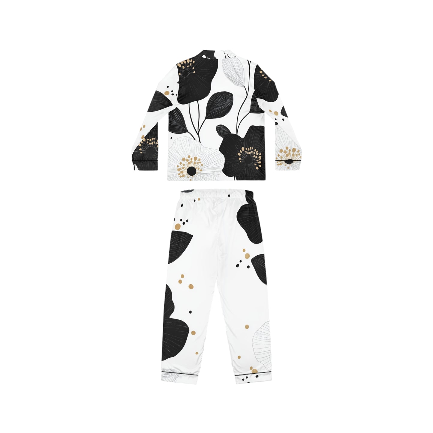 Naisten satiini yöasu - Floral Minimalist Drama