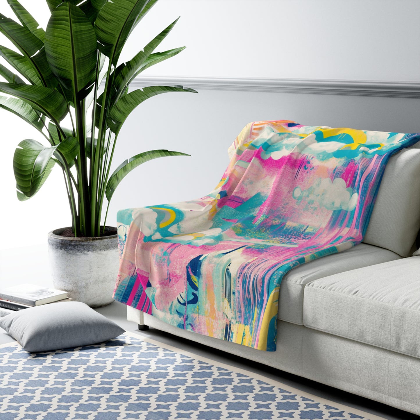 Taivaallisen pehmeä fleece-viltti Urban rainbow