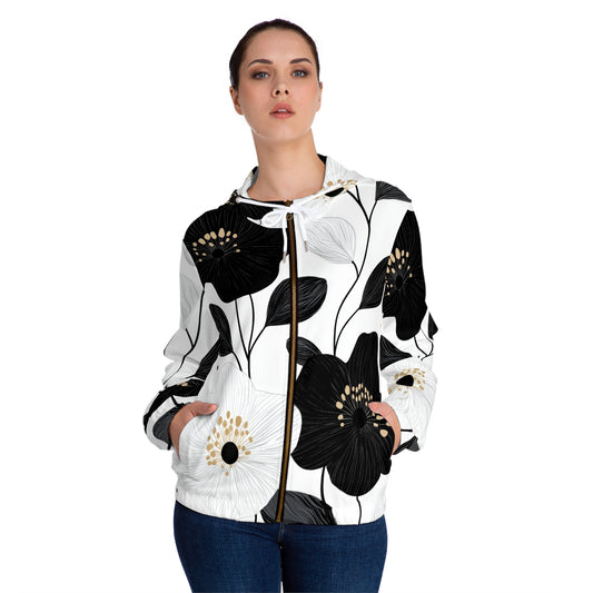 Naisten Vetoketjullinen Huppari – "Floral Minimalist Drama"