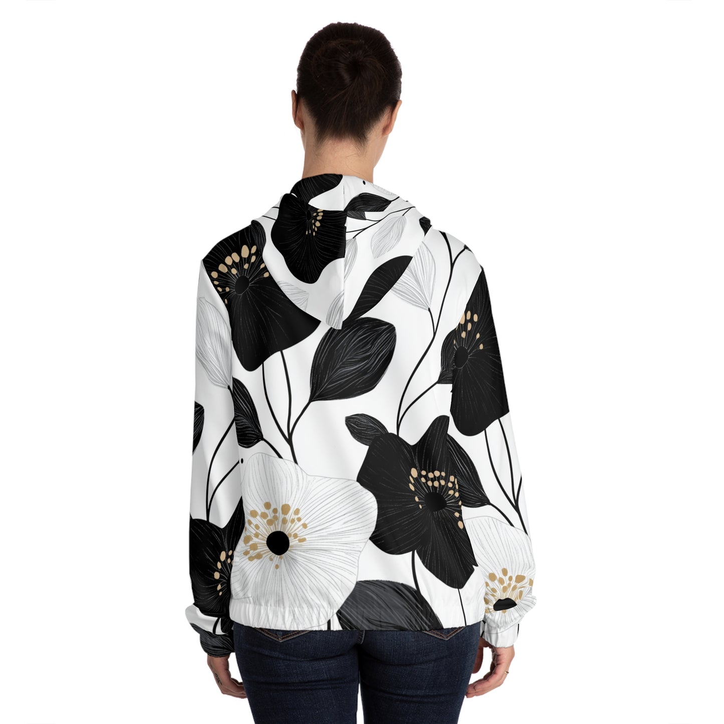 Naisten Vetoketjullinen Huppari – "Floral Minimalist Drama"