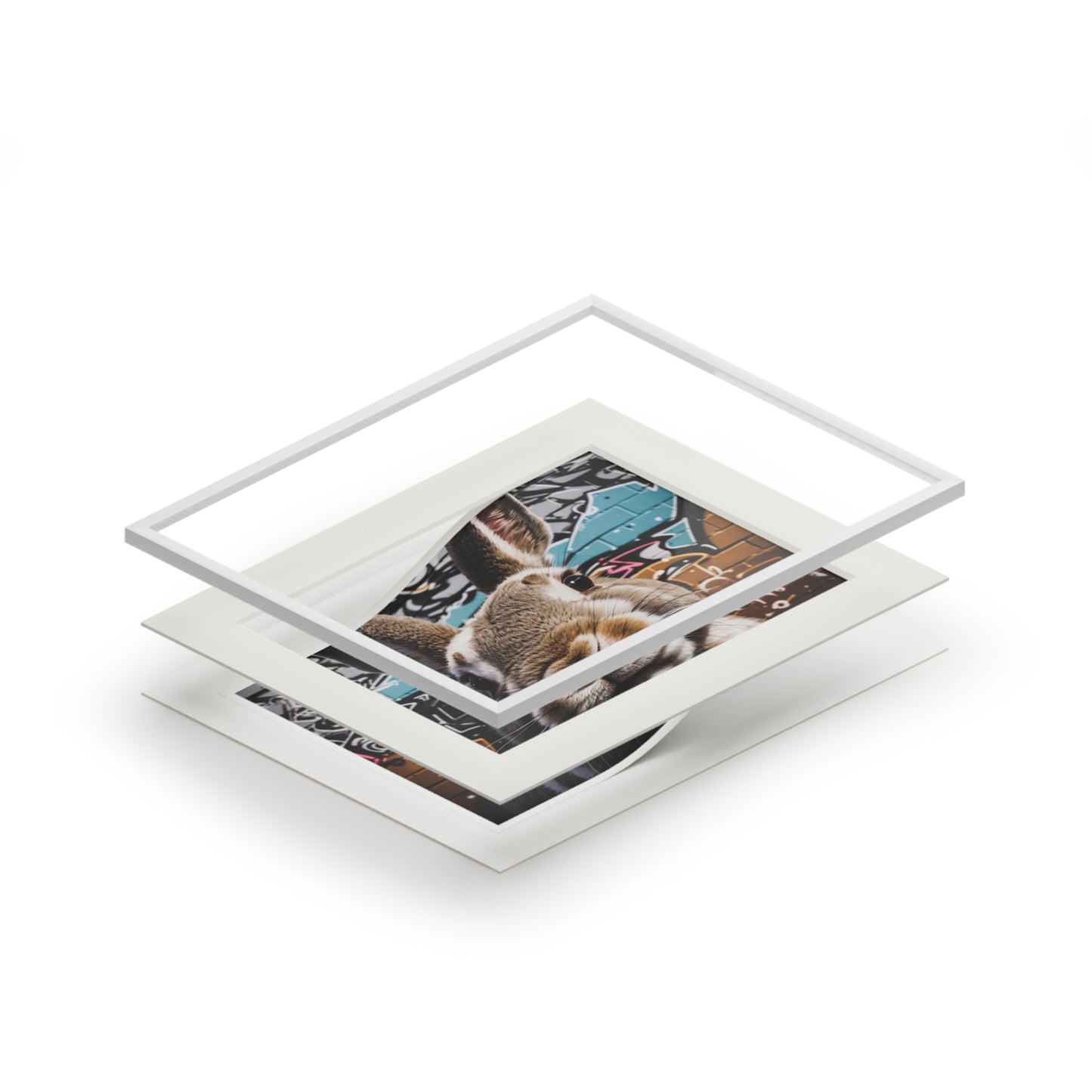 Naughty Rabbit art print Bunny (passepartout paper frame)