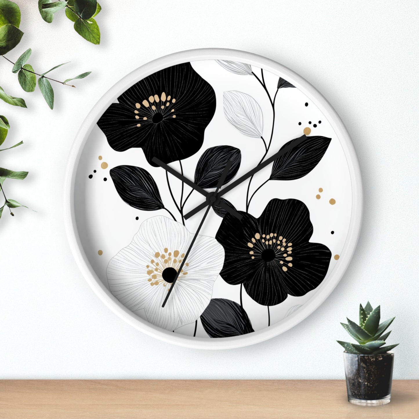 Seinäkello– Floral Minimalist Drama