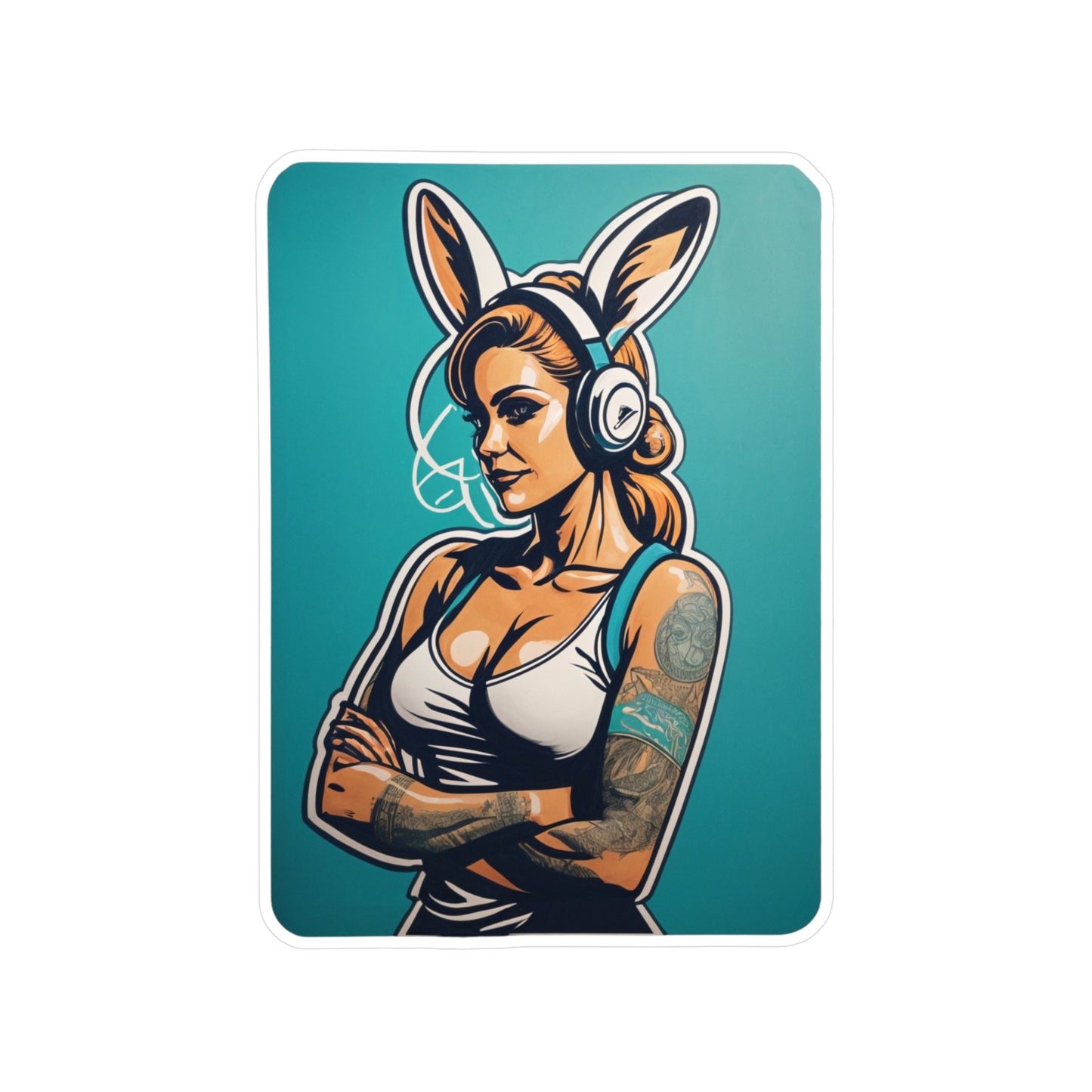 Muotoon leikattu tarra, gamer girl, valitse useasta koosta