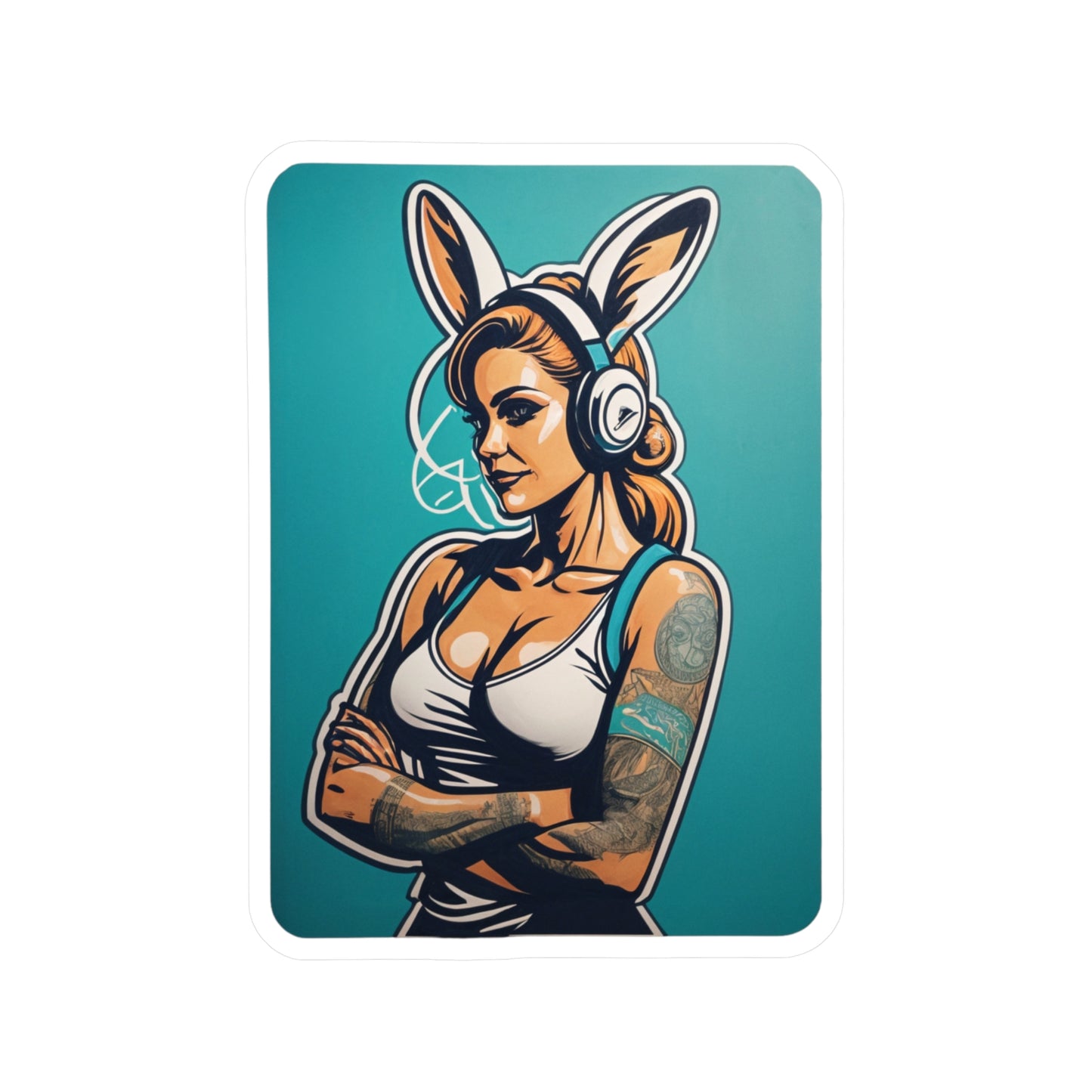 Muotoon leikattu tarra, gamer girl, valitse useasta koosta