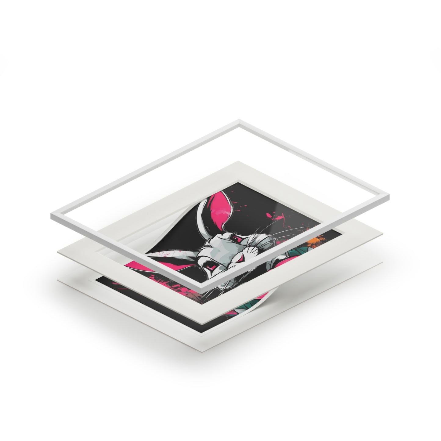 Naughty Rabbit art prints (passepartout paper frame)