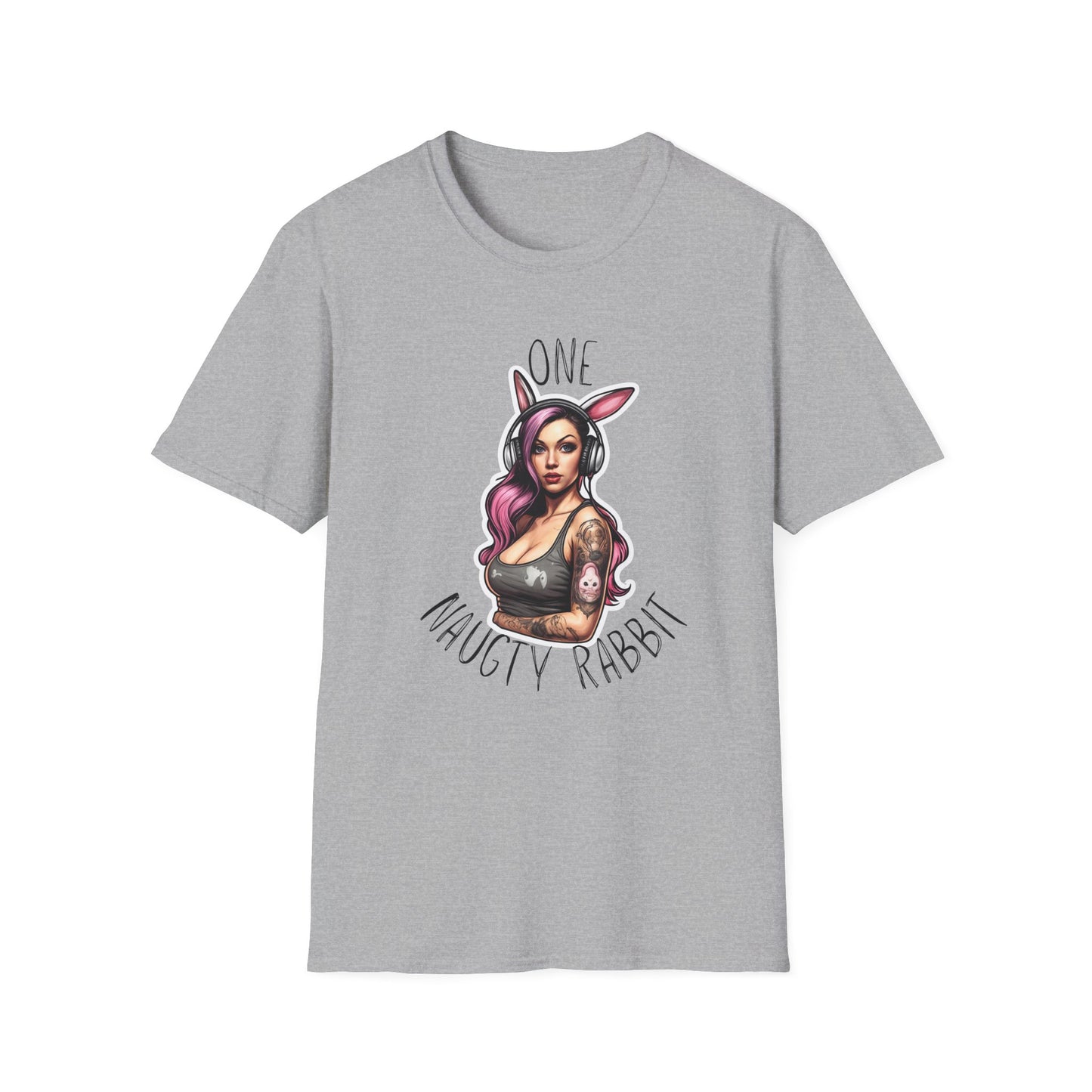 Unisex Softstyle T-paita, one naughty rabbit