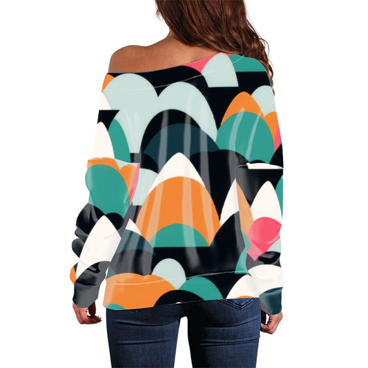 Pitkähihainen off shoulder paita, kiviaallokko