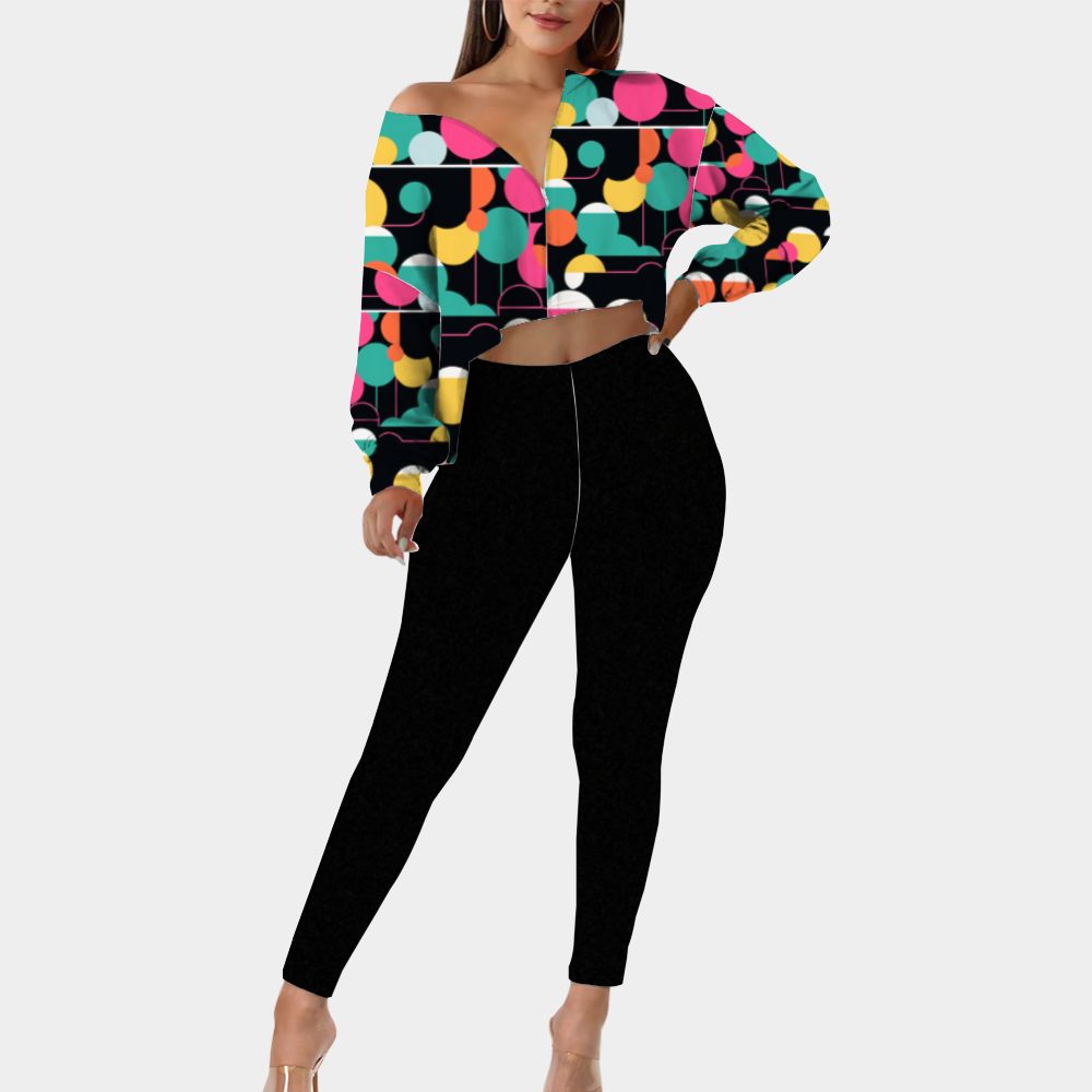 Women's long-sleeved suit, urban bubbles